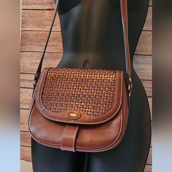 Bally Brown Woven Leather Crossbody Bag